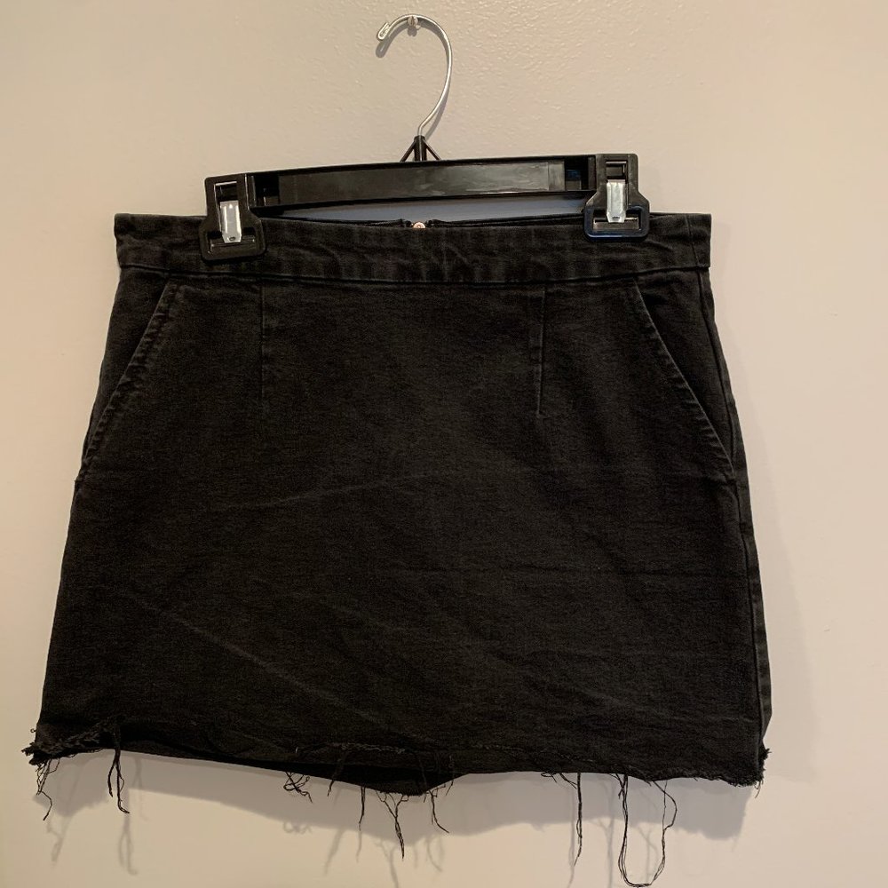 Black Jean Skirt with Pockets